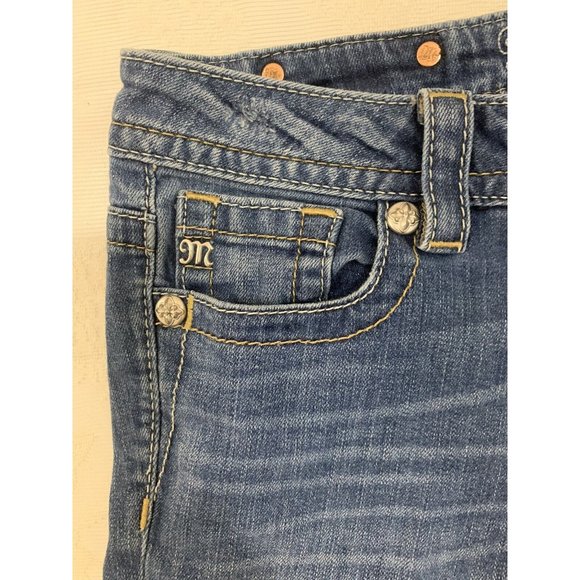 MISS ME Mid-Short Embellished Cut-Off Jean Shorts Sz 27 - Picture 2 of 12
